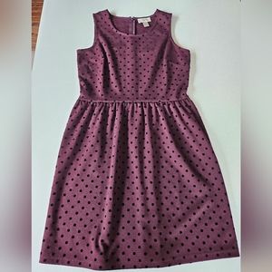Ann Taylor Loft Burgundy Polka Dot Dress